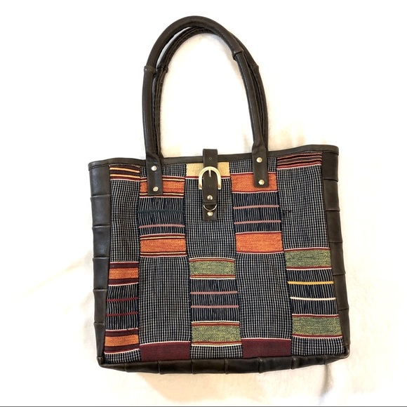 Kauli Handbags - Kauli Handmade Leather & Patchwork Textile Shoulder Bag “the Reader Tote” Purse